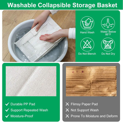 4-Pieces: Foldable Linen Clothing Storage Bin with Visible Clear Window DailySale