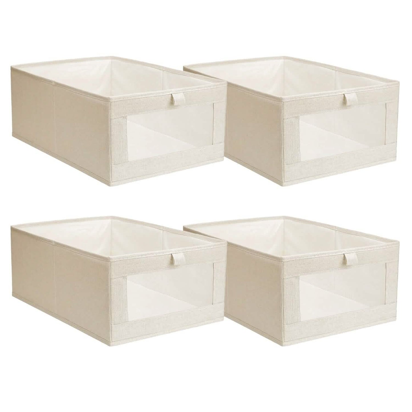 4-Pieces: Foldable Linen Clothing Storage Bin with Visible Clear Window DailySale