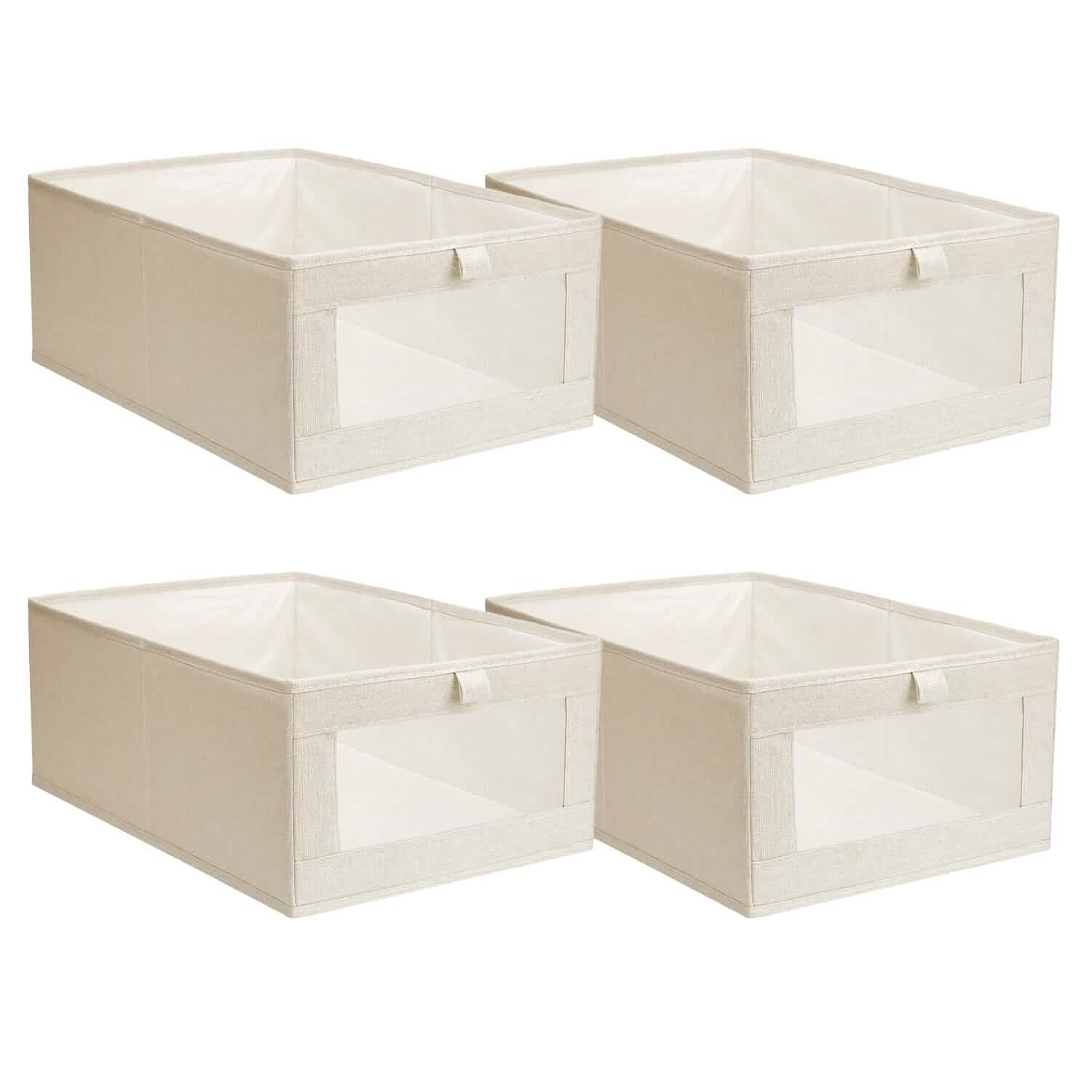 4-Pieces: Foldable Linen Clothing Storage Bin with Visible Clear Window DailySale