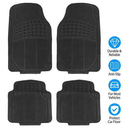 4-Pieces: Heavy Duty PVC Rubber Automotive Floor Mats with Trimmable Design DailySale