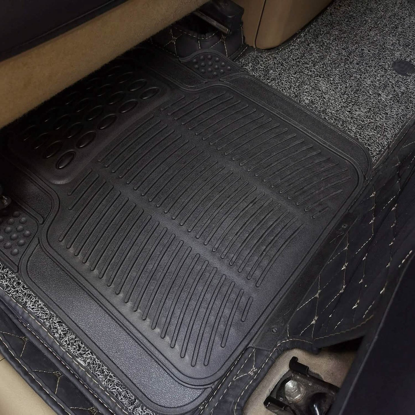 4-Pieces: Heavy Duty PVC Rubber Automotive Floor Mats with Trimmable Design DailySale