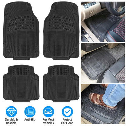 4-Pieces: Heavy Duty PVC Rubber Automotive Floor Mats with Trimmable Design DailySale