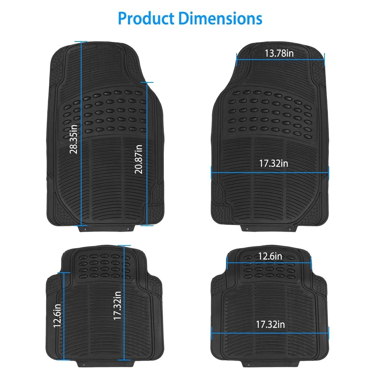 4-Pieces: Heavy Duty PVC Rubber Automotive Floor Mats with Trimmable Design DailySale