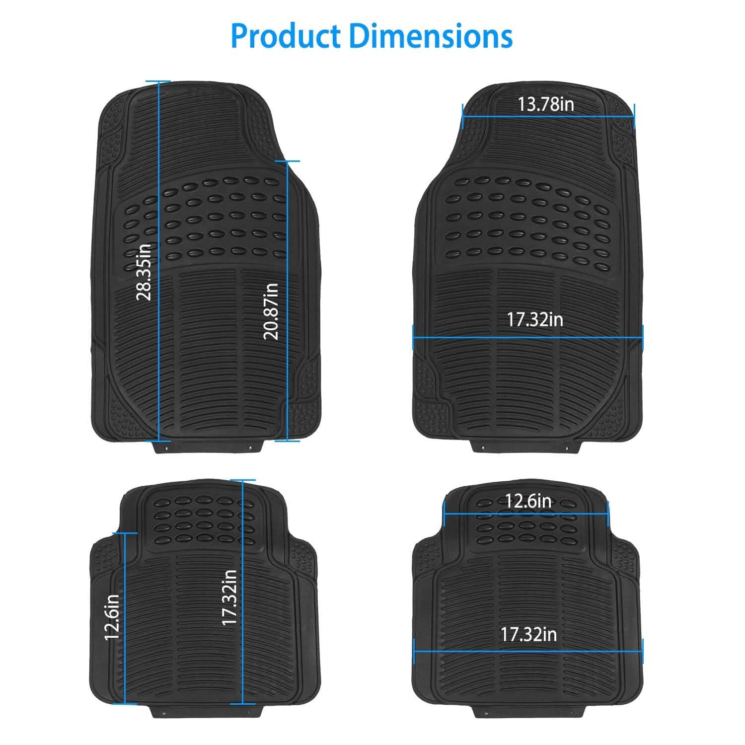 4-Pieces: Heavy Duty PVC Rubber Automotive Floor Mats with Trimmable Design DailySale