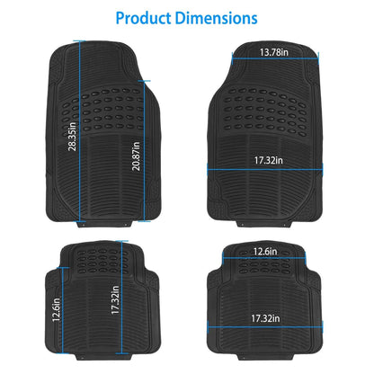 4-Pieces: Heavy Duty PVC Rubber Automotive Floor Mats with Trimmable Design DailySale