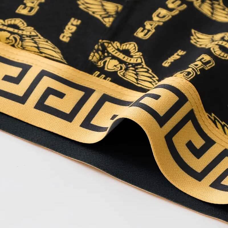 4-Pieces: Men's Luxury Black Golden Print Mid-Waist Boxer Brief DailySale