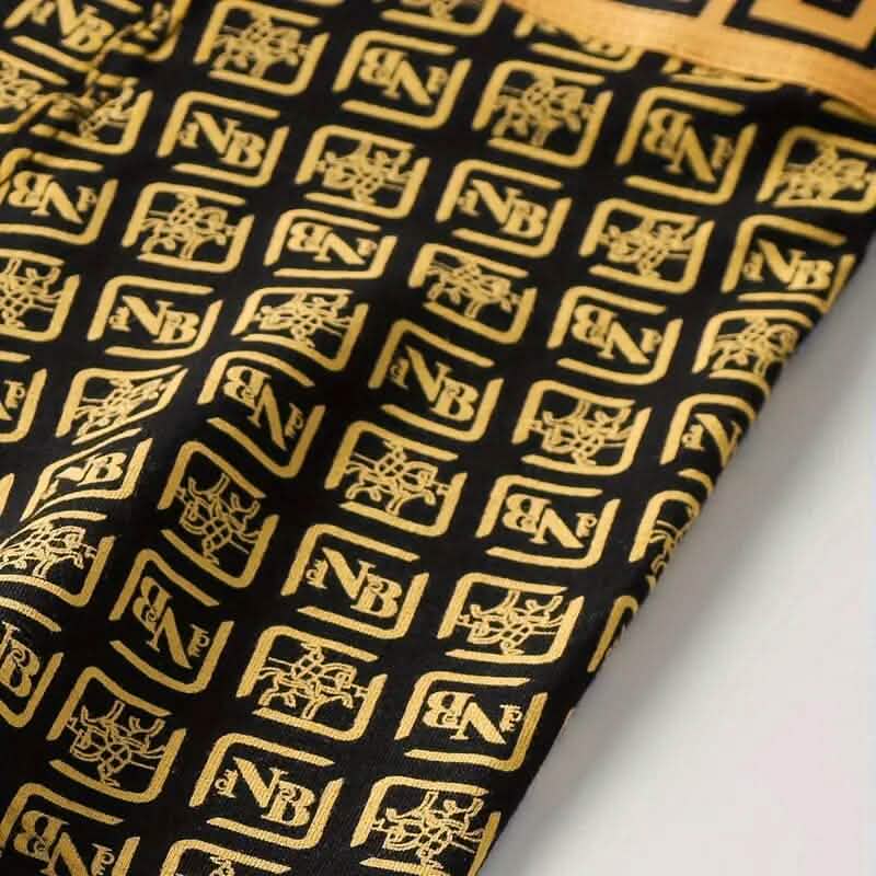 4-Pieces: Men's Luxury Black Golden Print Mid-Waist Boxer Brief DailySale