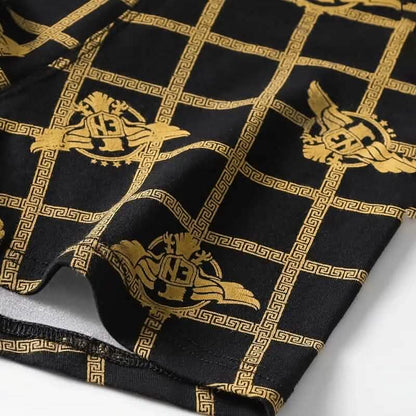 4-Pieces: Men's Luxury Black Golden Print Mid-Waist Boxer Brief DailySale