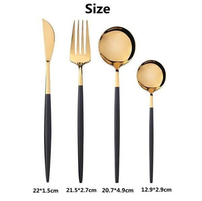 4-Pieces: Mirror Polish Dinnerware Set Stainless Steel Cutlery Set Flat Tableware DailySale