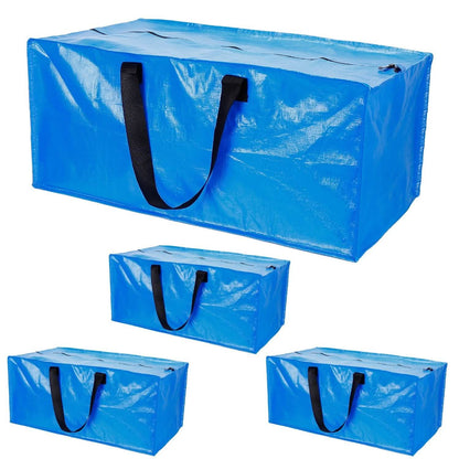 4-Pieces: Reusable Plastic Totes Blue Moving Bin Zippered Storage Bag DailySale