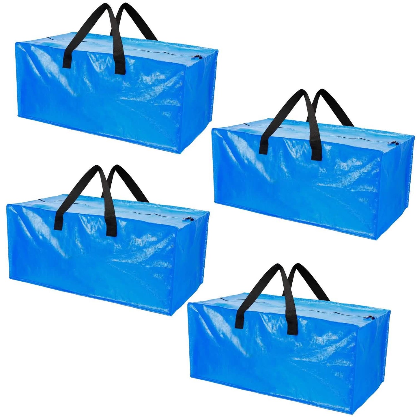 4-Pieces: Reusable Plastic Totes Blue Moving Bin Zippered Storage Bag DailySale