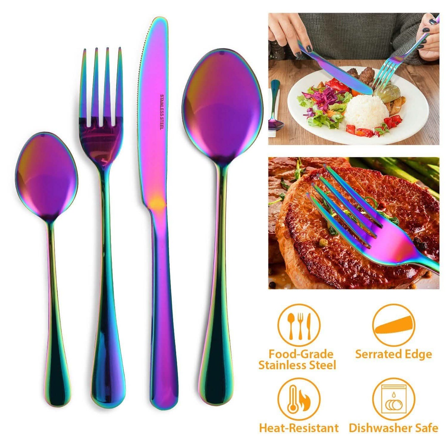 4-Pieces Set: Flatware Stainless Steel Silverware Cutlery Kitchen Set DailySale