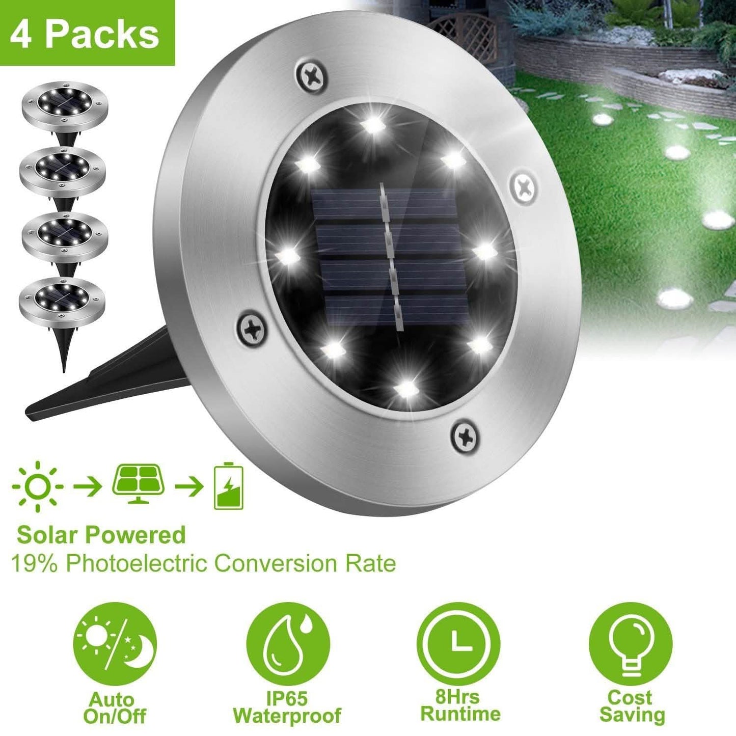 4-Pieces: Solar Powered Ground Light DailySale