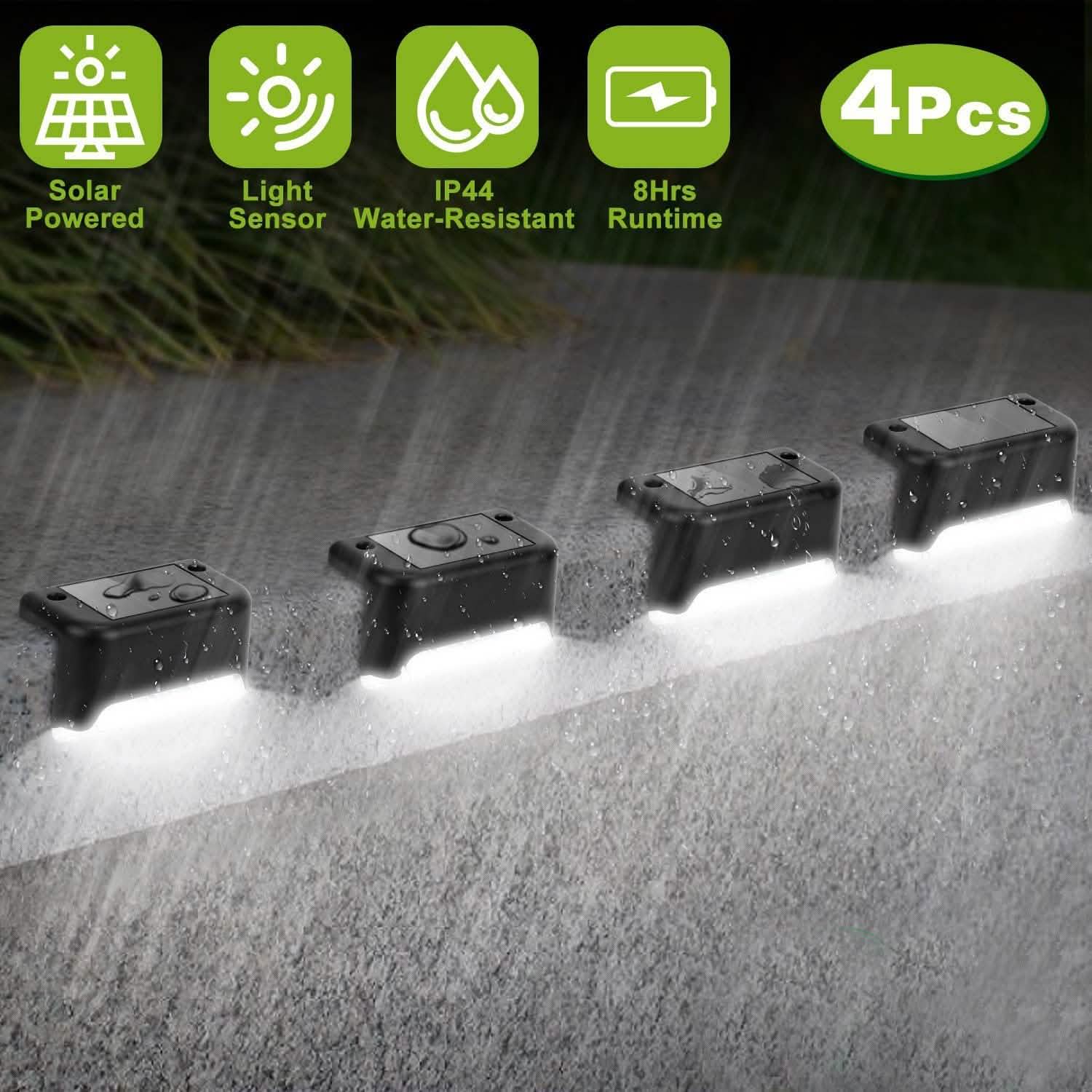 4-Pieces: Solar Powered LED Step Lights DailySale