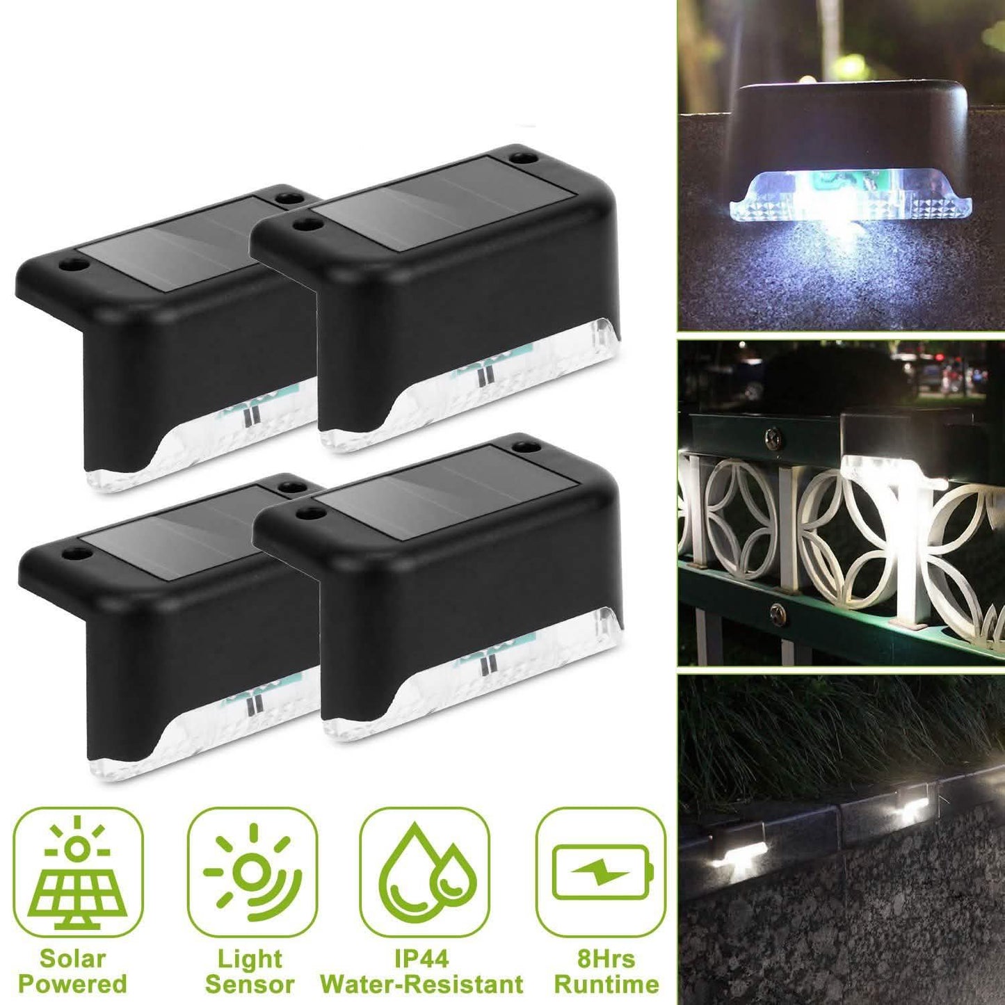 4-Pieces: Solar Powered LED Step Lights DailySale