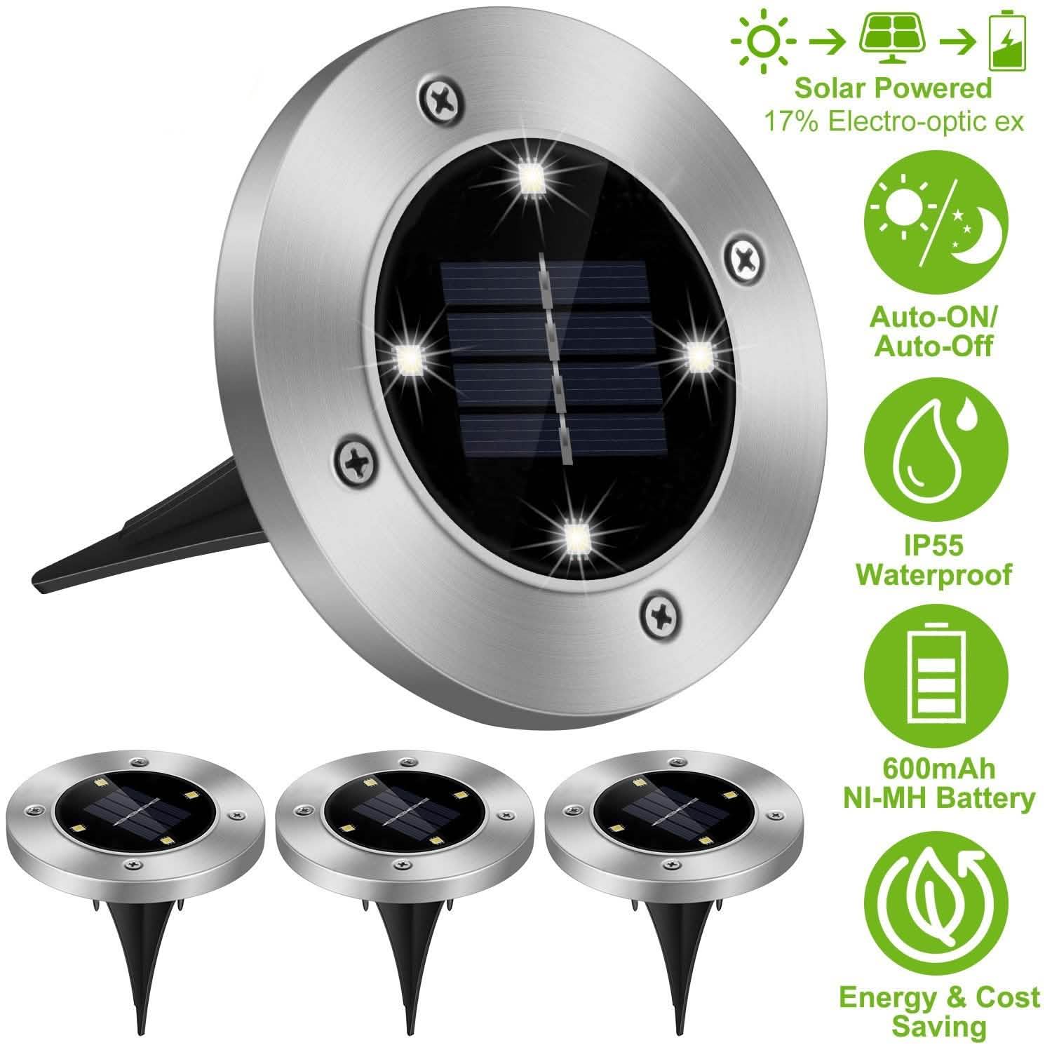 4-Pieces: Solar Waterproof Ground Light DailySale