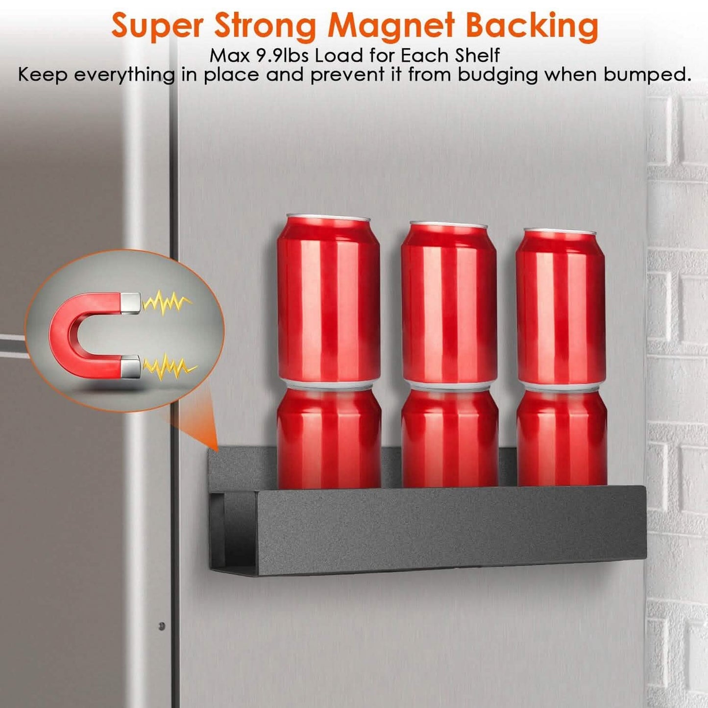 4-Pieces: Spice Rack Strong Magnetic Seasoning Storage Shelf with 8 Removable Hooks DailySale