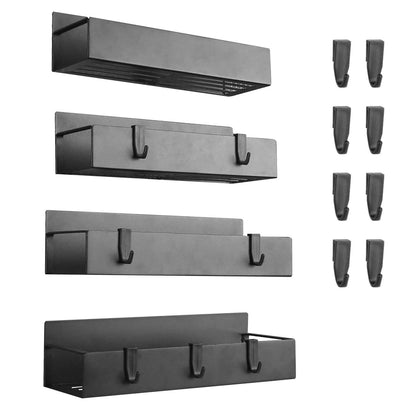 4-Pieces: Spice Rack Strong Magnetic Seasoning Storage Shelf with 8 Removable Hooks DailySale