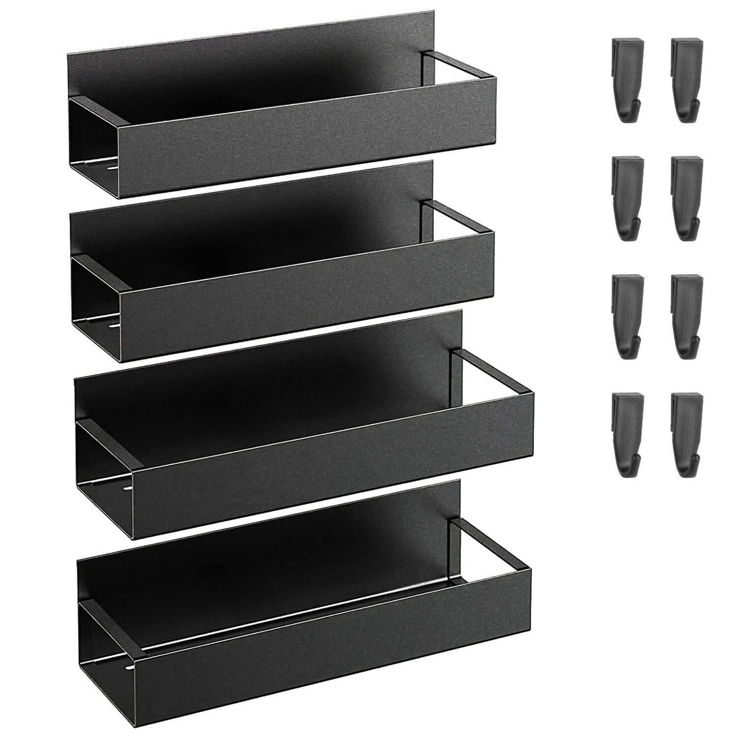 4-Pieces: Spice Rack Strong Magnetic Seasoning Storage Shelf with 8 Removable Hooks DailySale