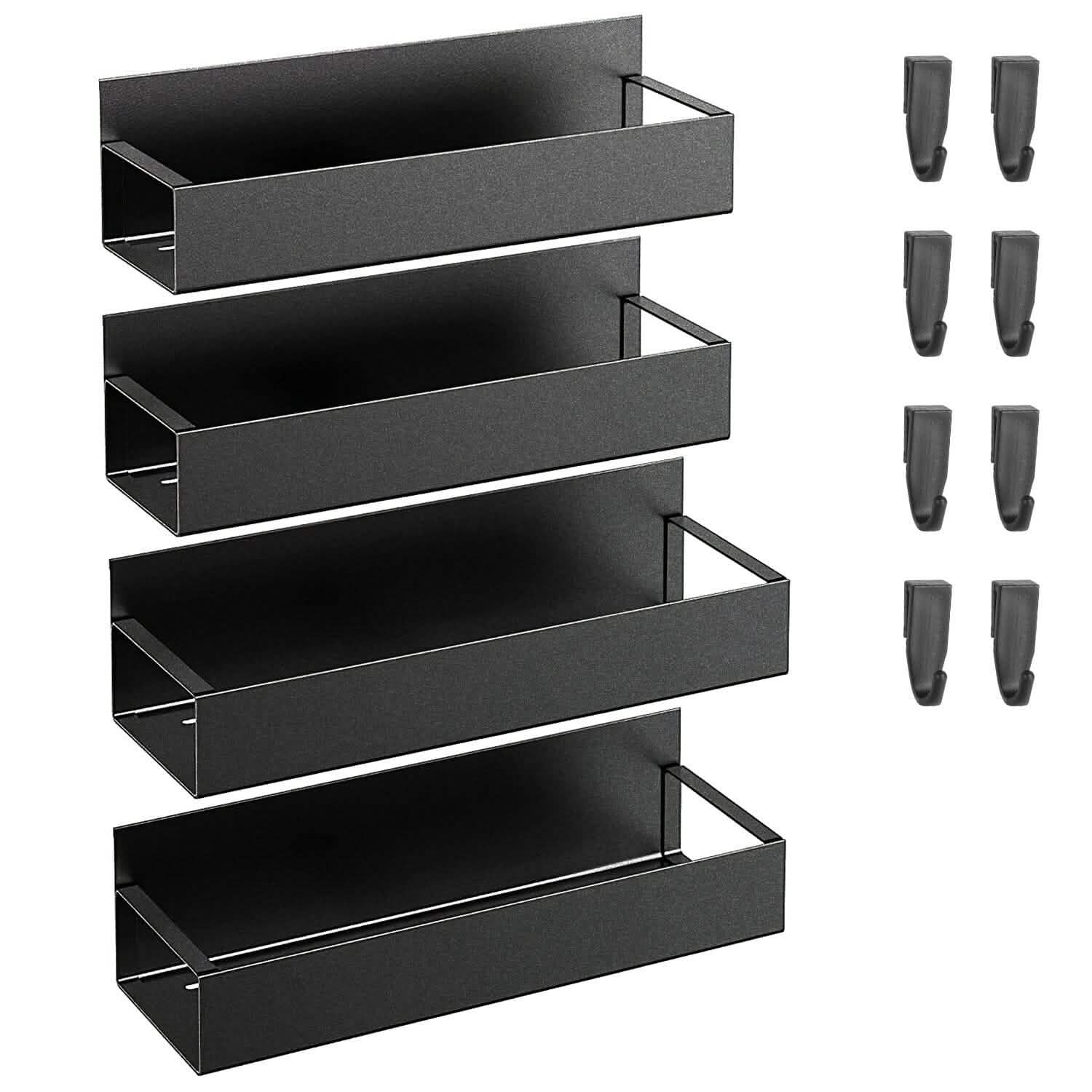 4-Pieces: Spice Rack Strong Magnetic Seasoning Storage Shelf with 8 Removable Hooks DailySale