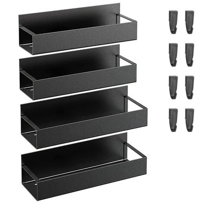 4-Pieces: Spice Rack Strong Magnetic Seasoning Storage Shelf with 8 Removable Hooks DailySale