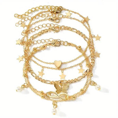 4-Pieces: Stackable Thin Chain Anklet Set DailySale