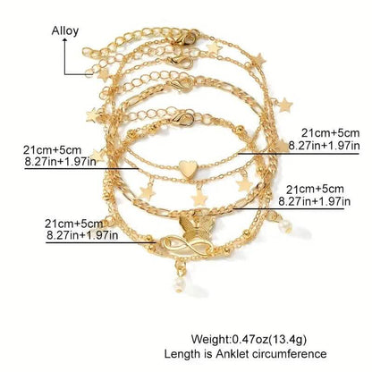 4-Pieces: Stackable Thin Chain Anklet Set DailySale