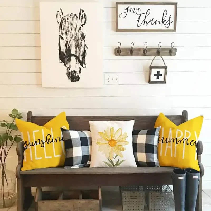 4-Pieces: Summer Flowers Printed Throw Pillow Cover Cushion Pillow Case DailySale