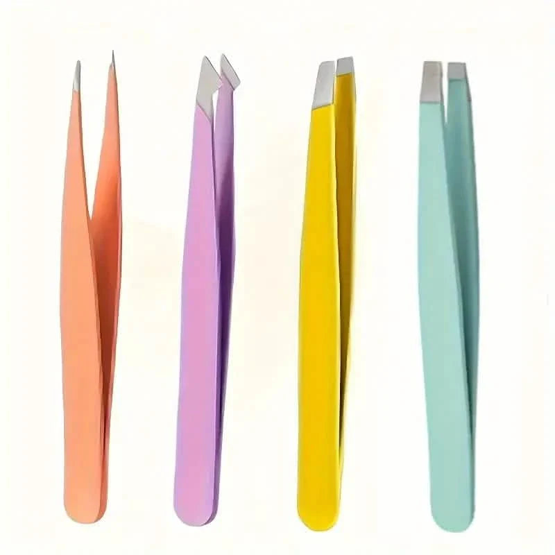4-Pieces: Tweezers For Eyebrows, Straight, Slant, Angled and Pointy Tip DailySale