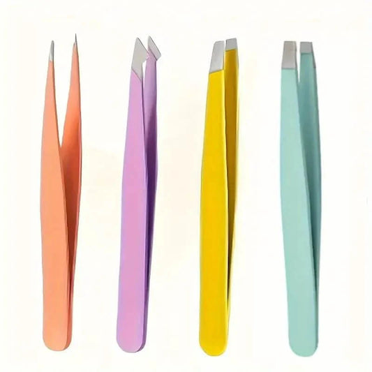 4-Pieces: Tweezers For Eyebrows, Straight, Slant, Angled and Pointy Tip DailySale