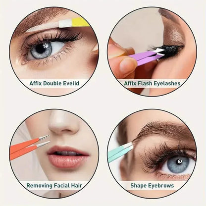 4-Pieces: Tweezers For Eyebrows, Straight, Slant, Angled and Pointy Tip DailySale