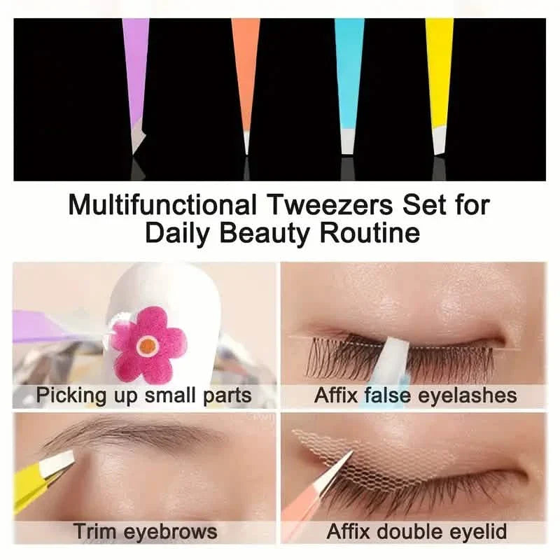 4-Pieces: Tweezers For Eyebrows, Straight, Slant, Angled and Pointy Tip DailySale