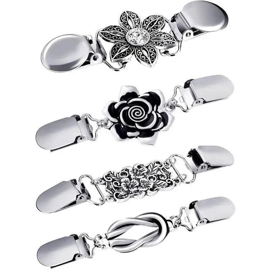 4-Pieces: Vintage Sweater Shawl Clips Retro Cardigan Collar Clips DailySale