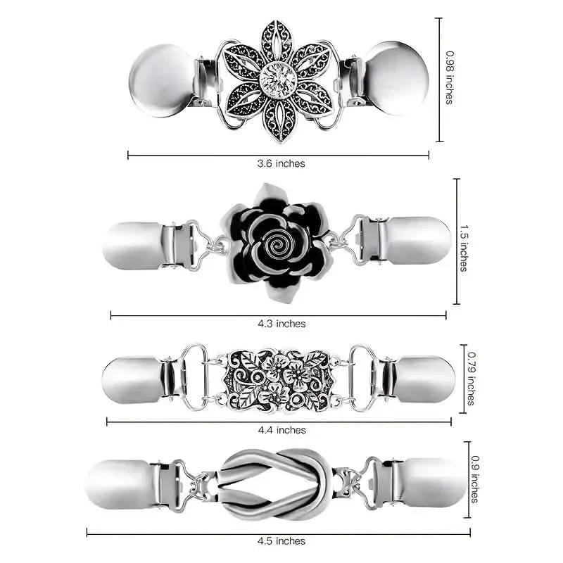 4-Pieces: Vintage Sweater Shawl Clips Retro Cardigan Collar Clips DailySale