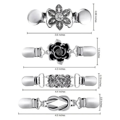 4-Pieces: Vintage Sweater Shawl Clips Retro Cardigan Collar Clips DailySale