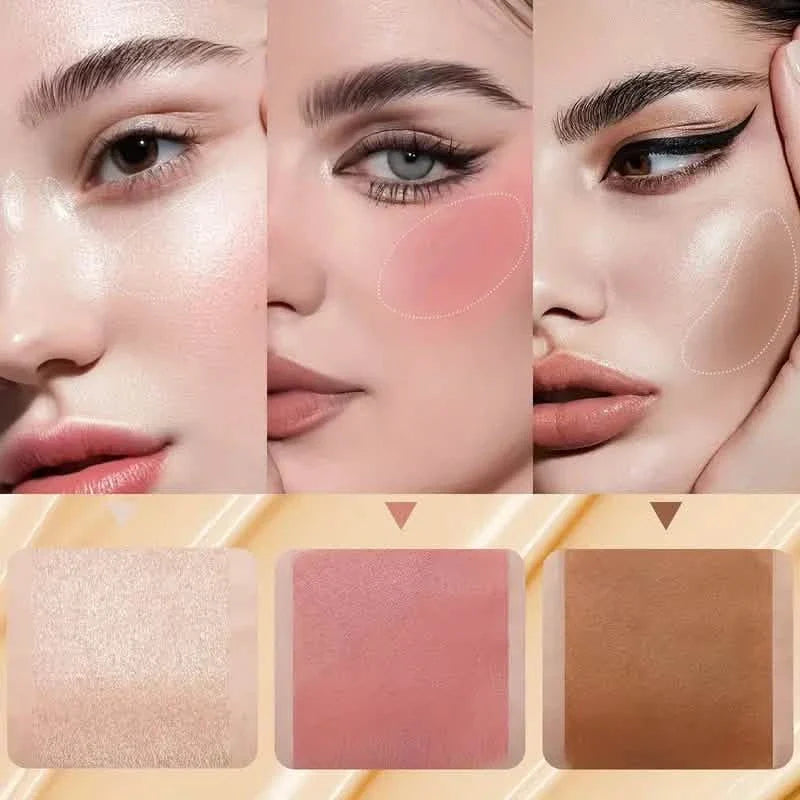 4-Pieces: Waterproof Cream Contour and Highlighter Kit with Brush DailySale