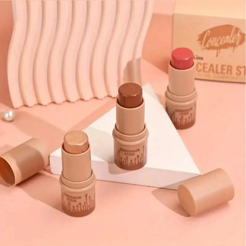 4-Pieces: Waterproof Cream Contour and Highlighter Kit with Brush DailySale