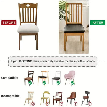 4-Pieces: Waterproof Removable Upholstered Leather Dining Chair Slipcovers DailySale