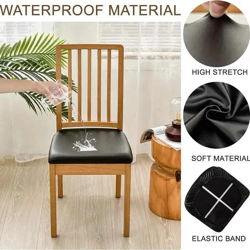 4-Pieces: Waterproof Removable Upholstered Leather Dining Chair Slipcovers DailySale