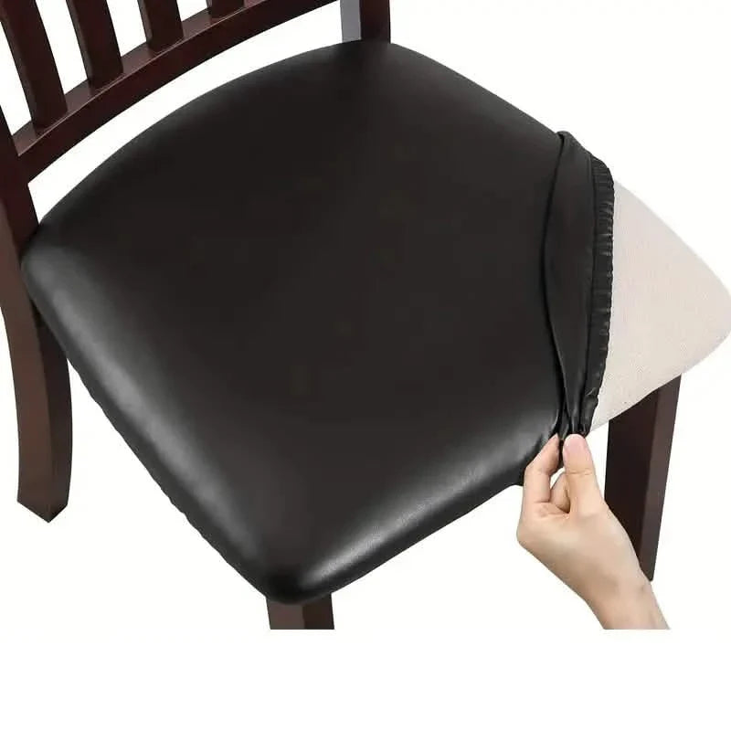 4-Pieces: Waterproof Removable Upholstered Leather Dining Chair Slipcovers DailySale