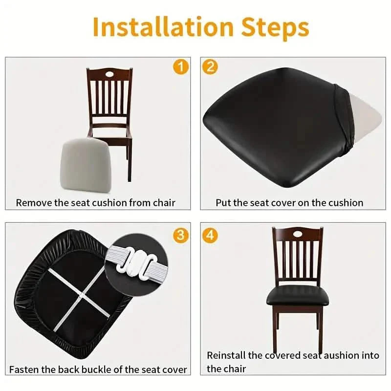 4-Pieces: Waterproof Removable Upholstered Leather Dining Chair Slipcovers DailySale