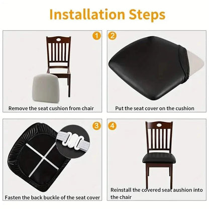 4-Pieces: Waterproof Removable Upholstered Leather Dining Chair Slipcovers DailySale