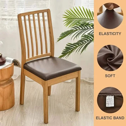 4-Pieces: Waterproof Removable Upholstered Leather Dining Chair Slipcovers DailySale