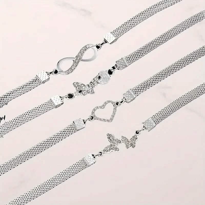 4-Pieces: Wide Edge Chain Anklets Set DailySale
