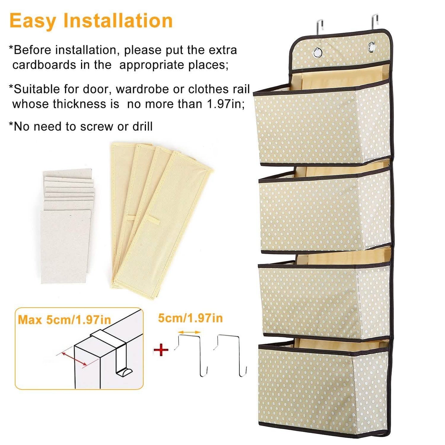 4-Pockets Wall Mount Closet Storage Organizer DailySale