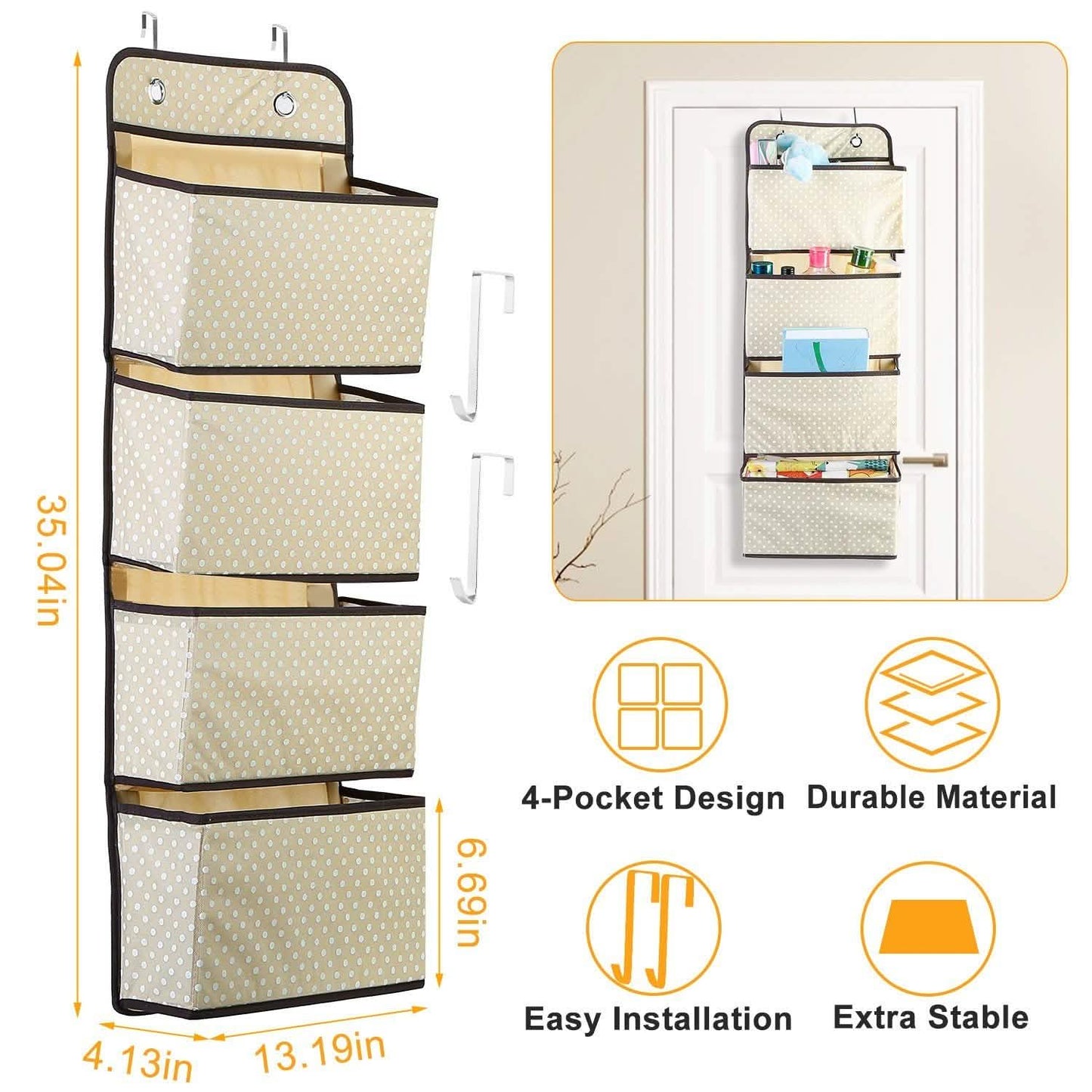 4-Pockets Wall Mount Closet Storage Organizer DailySale