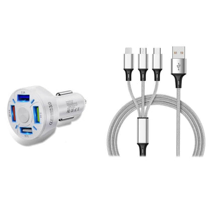 4 Port LED Car Charger + 3-in-1 Cable Combo DailySale