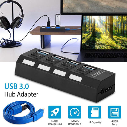4 Port USB 3.0 Hub High Speed Adapter DailySale