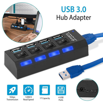 4 Port USB 3.0 Hub High Speed Adapter DailySale
