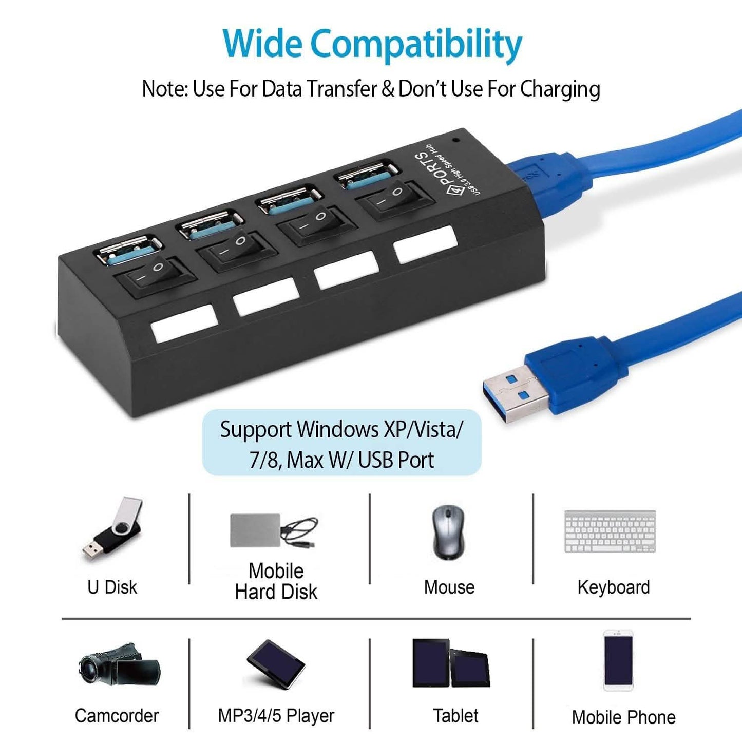 4 Port USB 3.0 Hub High Speed Adapter DailySale